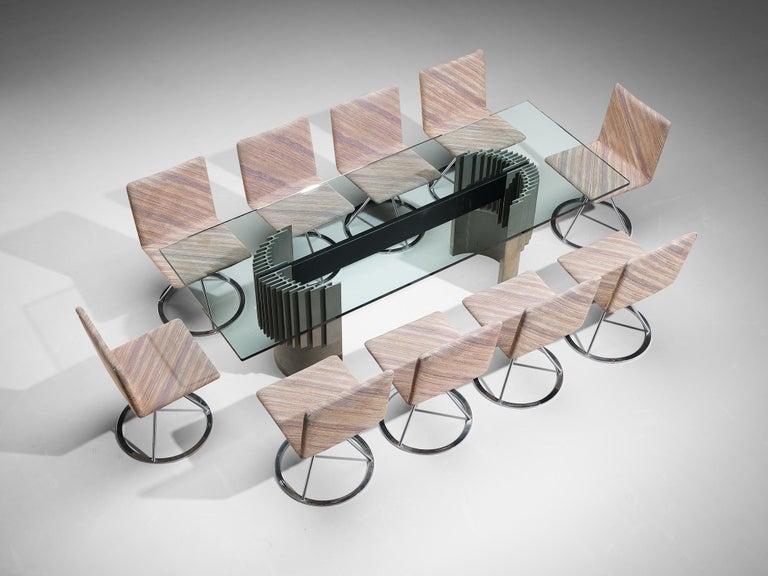 Giovanni Offredi Dining Table with Salvati & Tresoldi 'Dania' Chairs