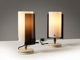 Tito Agnoli for O-Luce Pair of Table Lamps in Black and White Perspex