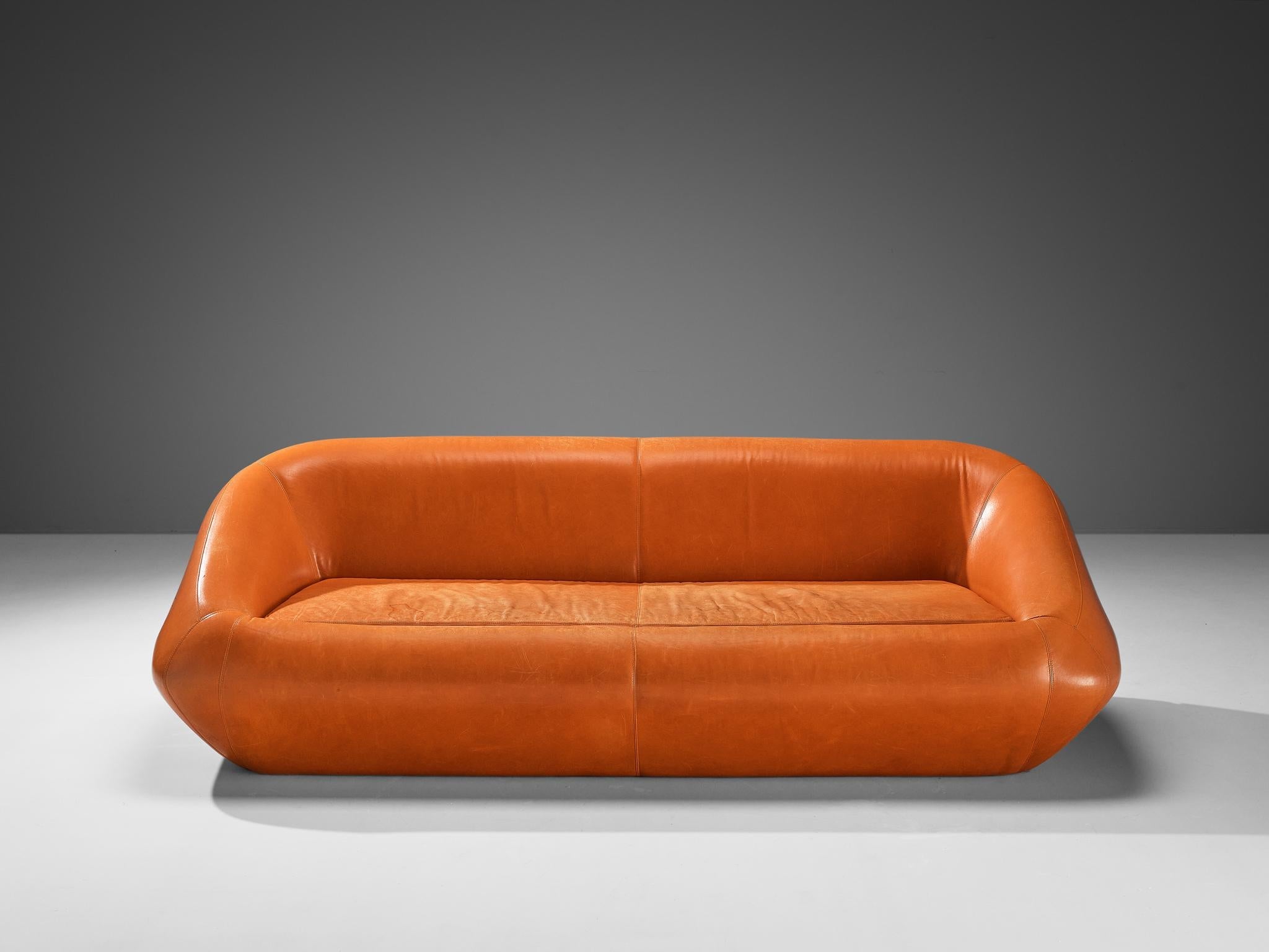 Futuristic Three-Seat Sofa in Leather