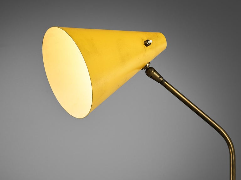Rare Angelo Ostuni for O-Luce Floor Lamp with Ocher Yellow Shade