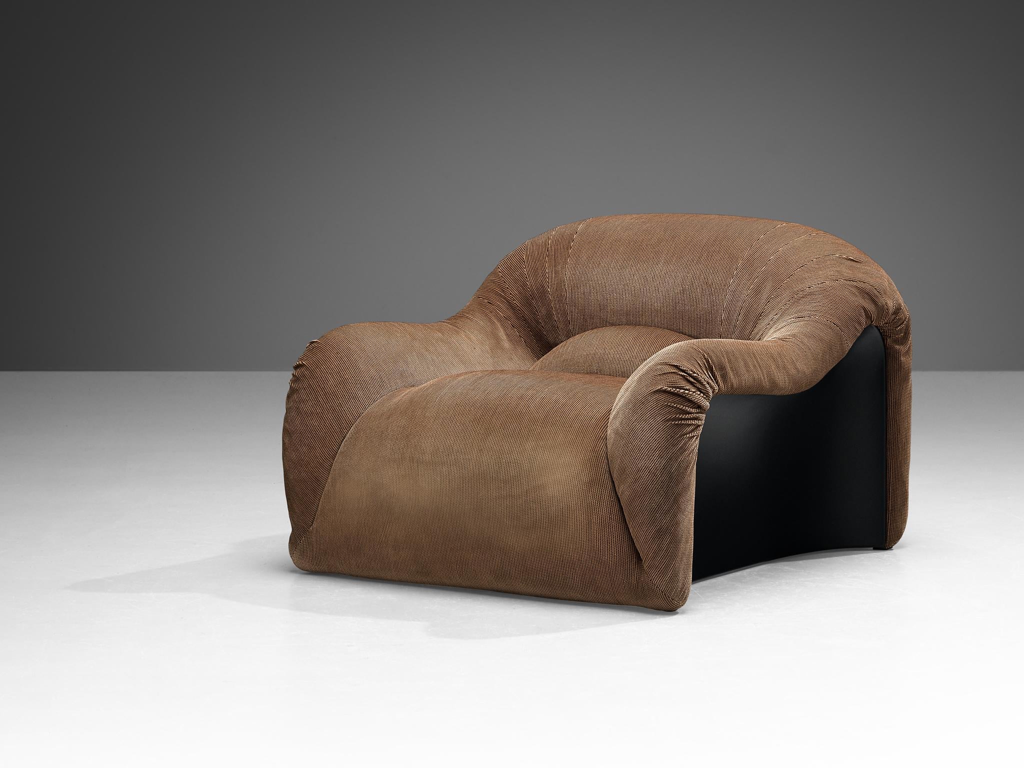 Emilio Guarnacci for 1P 'Ecuba' Lounge Chair in Brown Upholstery