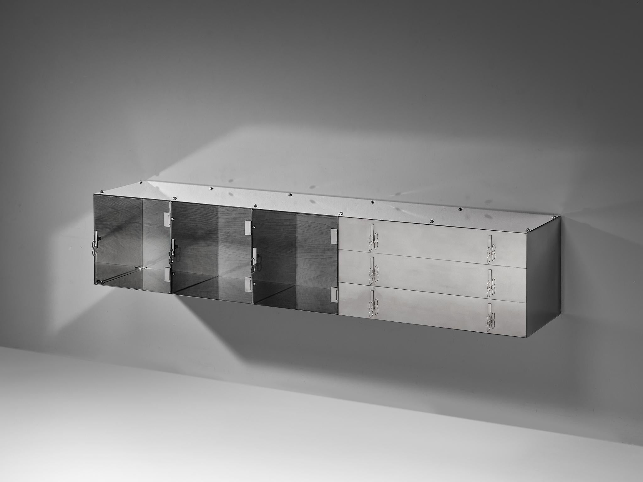 Vittorio Introini for Saporiti Mirrored Sideboard in Polished Aluminum