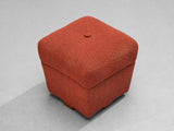Jindrich Halabala Square Stool in Red Upholstery