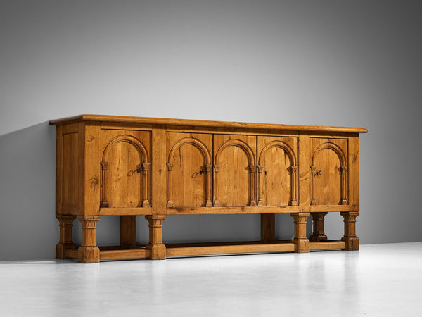 French Art Deco Sideboard in Oak and Iron