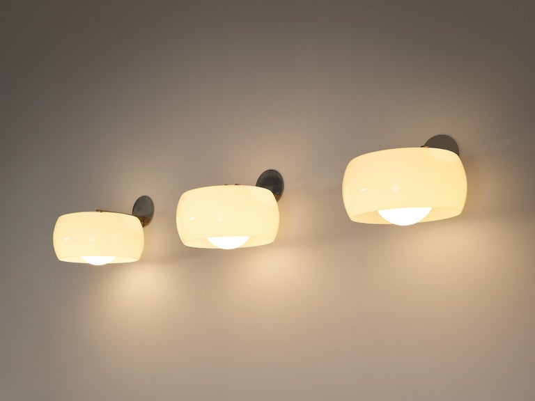 Vico Magistretti for Artemide Clinio Wall Lights in Glass & Nickel-plated Brass