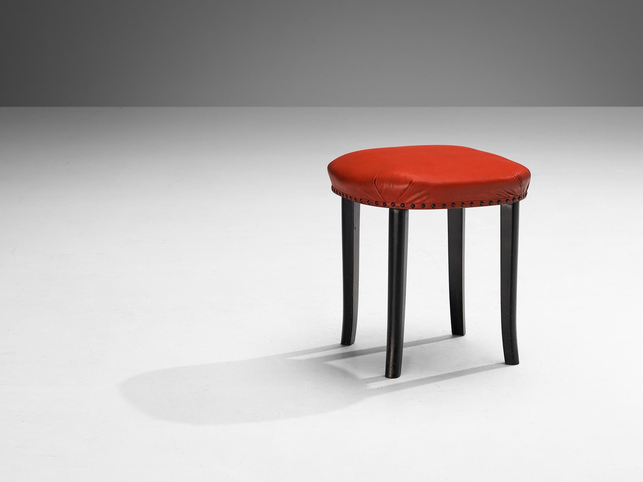 Art Deco Stools in Red Leatherette