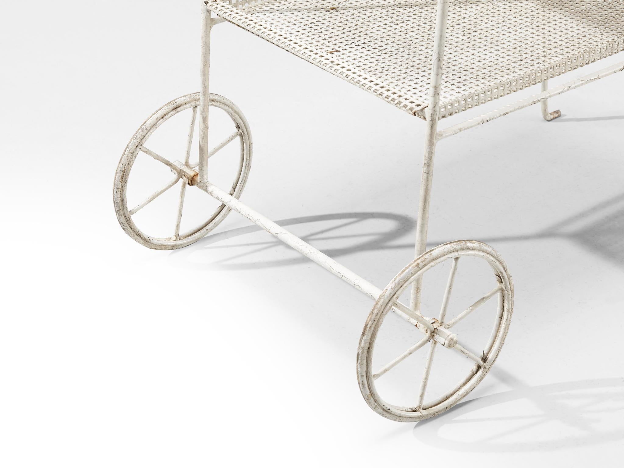 Elegant French Bar Cart with Mesh Framework in Iron