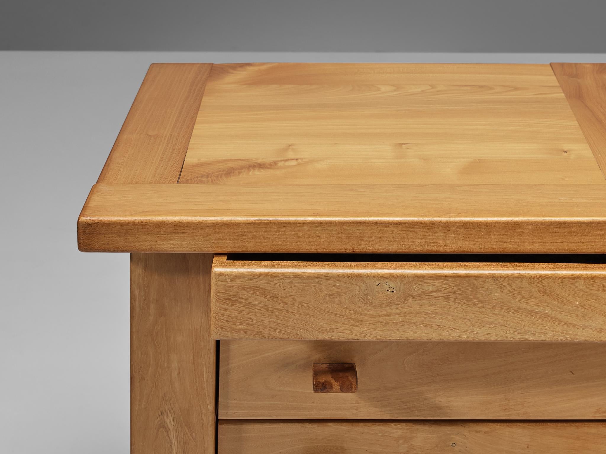 Maison Regain Chest of Drawers in Solid Elm and Leather Details