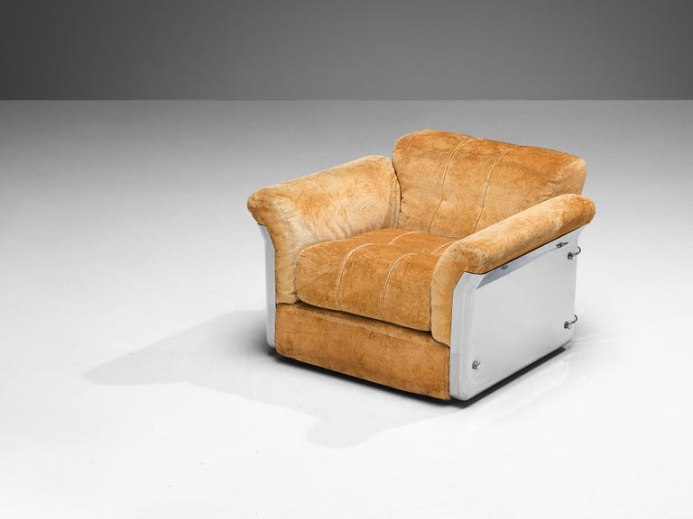 Vittorio Introini for Saporiti Pair of 'Larissa' Lounge Chairs in Velvet