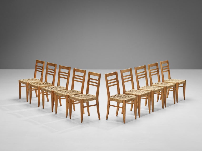 Adrien Audoux & Frida Minet Set of Ten Dining Chairs in Braided Hemp