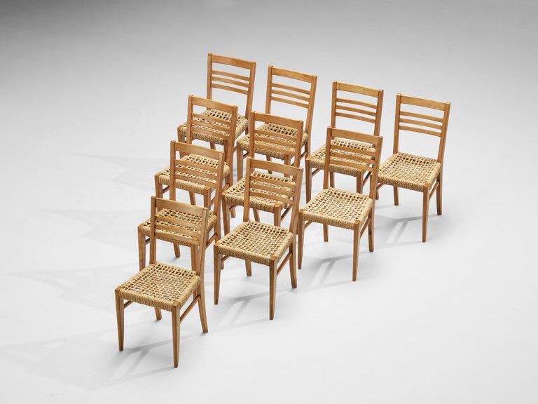 Adrien Audoux & Frida Minet Set of Ten Dining Chairs in Braided Hemp