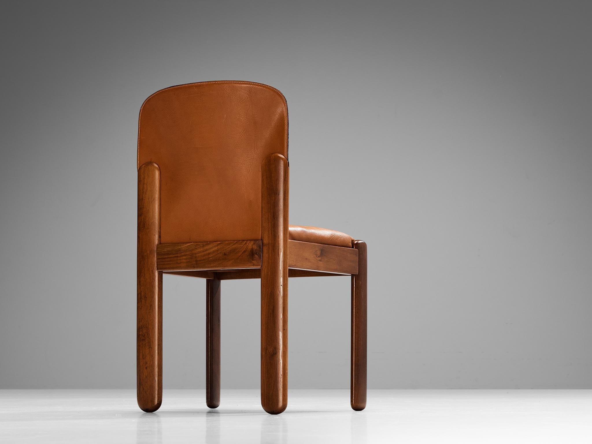 Silvio Coppola for Bernini Pair of Dining Chairs in Leather and Walnut