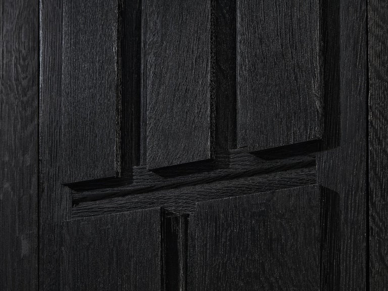 Belgian Brutalist Sideboard in Black Lacquered Oak