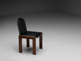 Italian Set of Ten Dining Chairs in Black Saddle Leather