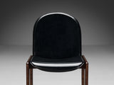 Italian Set of Ten Dining Chairs in Black Saddle Leather