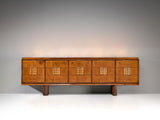 Italian Art Deco Sideboard with Grissinato Base and Graphical Front
