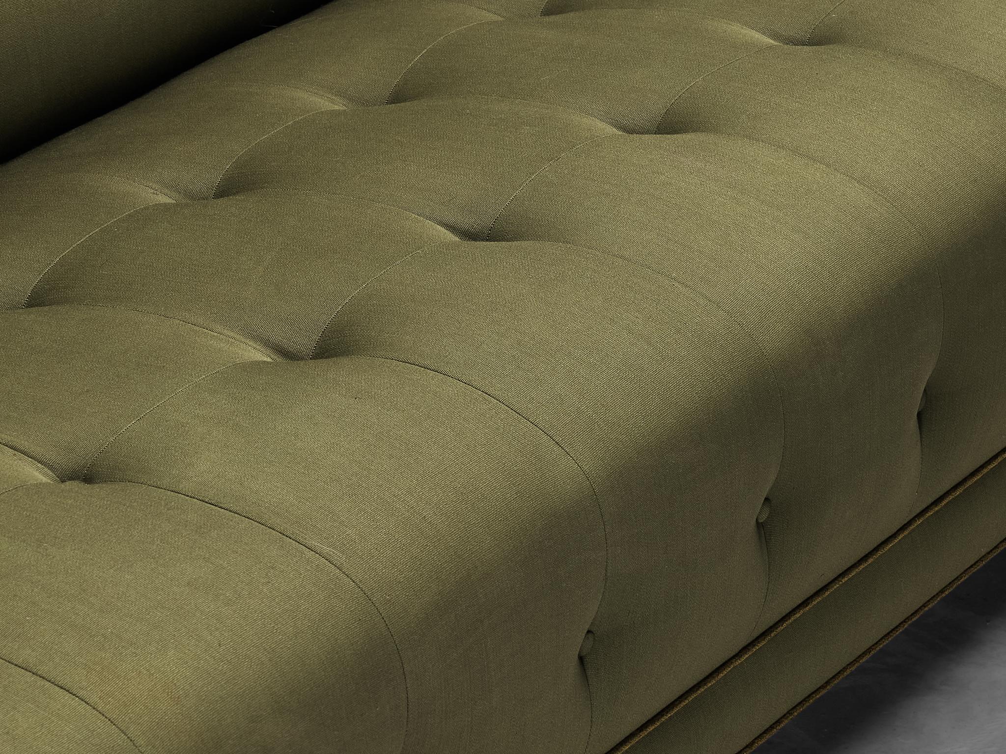 Swedish Art Deco Sofa in Olive Green Upholstery