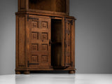 Spanish Brutalist Corner Cabinet in Stained Pine