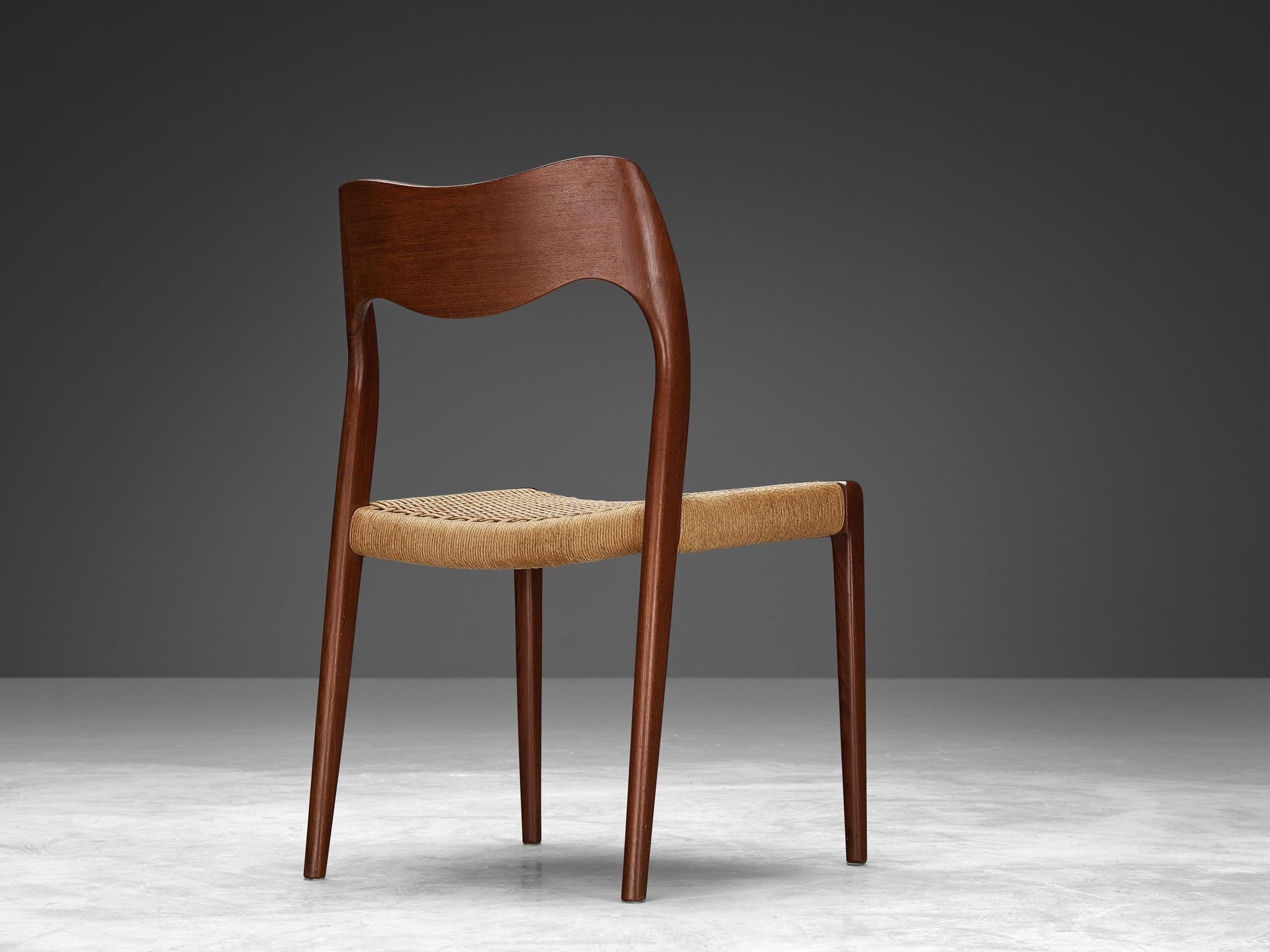 Niels Otto Møller Pair of Dining Chairs in Teak and Papercord