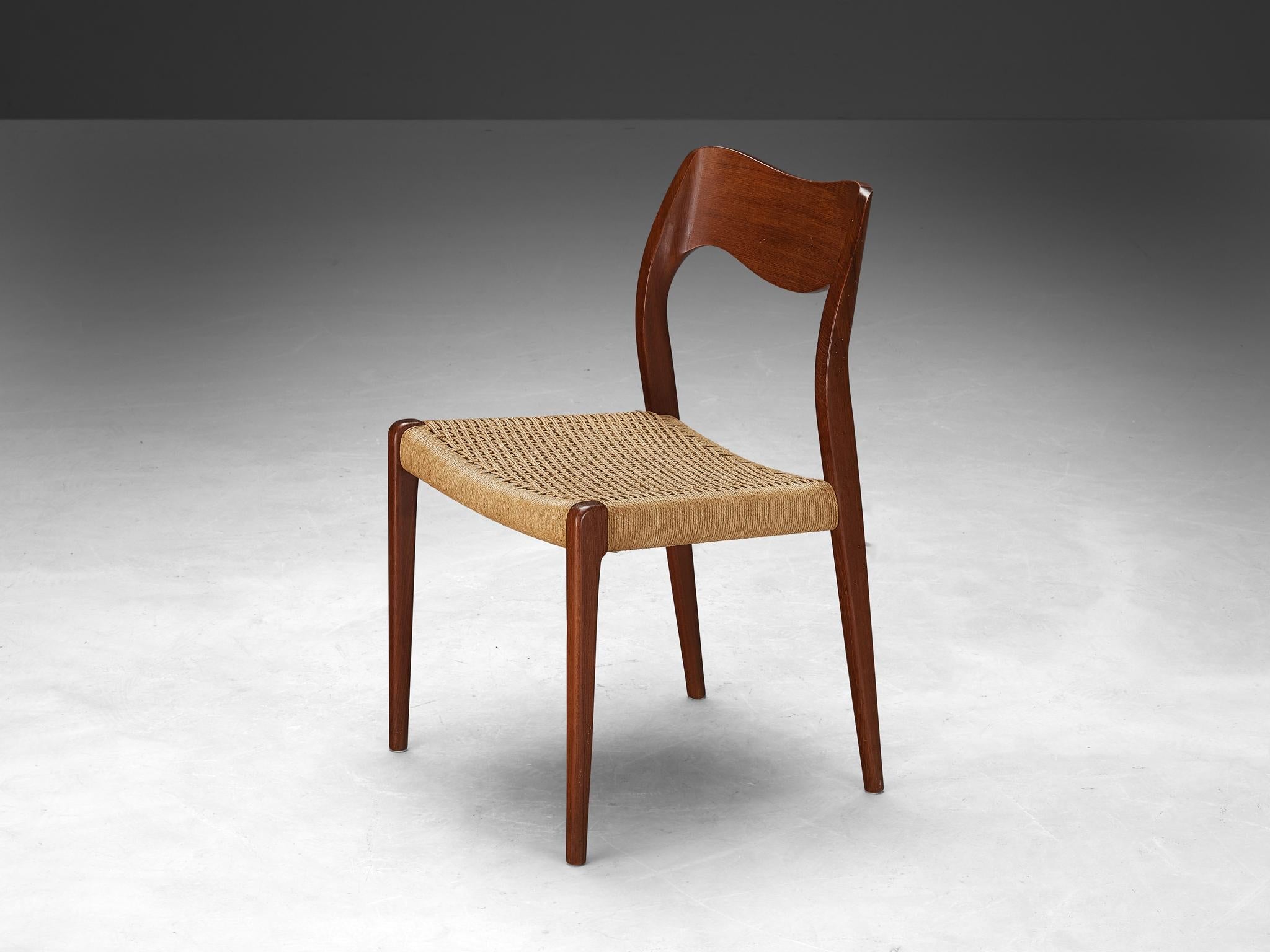Niels Otto Møller Pair of Dining Chairs in Teak and Papercord