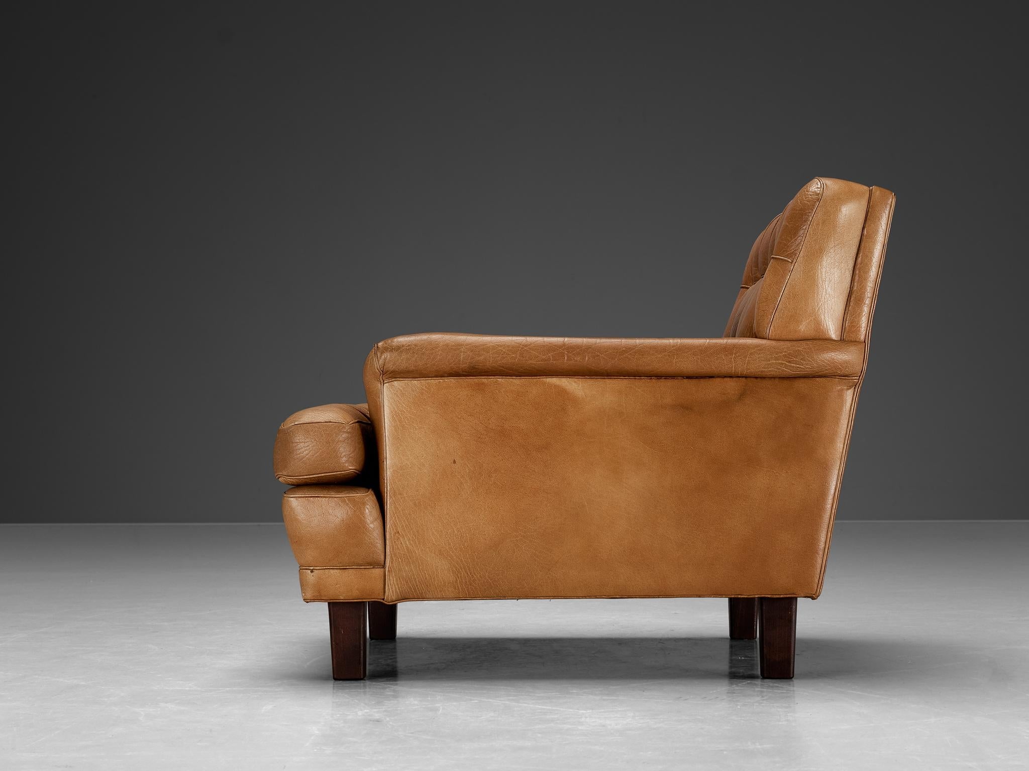 Arne Norell 'Merkur' Lounge Chair in Cognac Leather and Mahogany