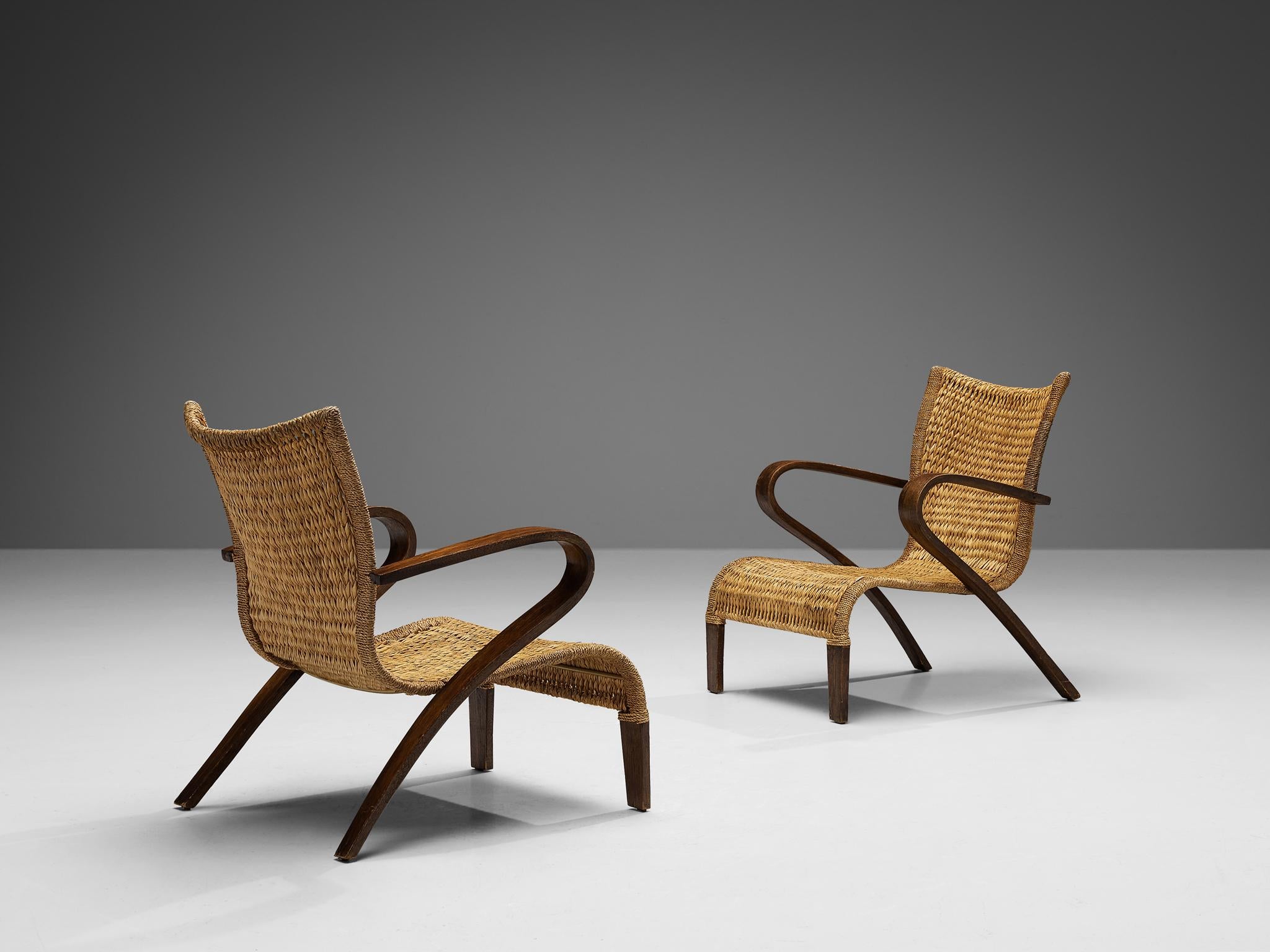 Charming Pair of Rustic French Lounge Chairs