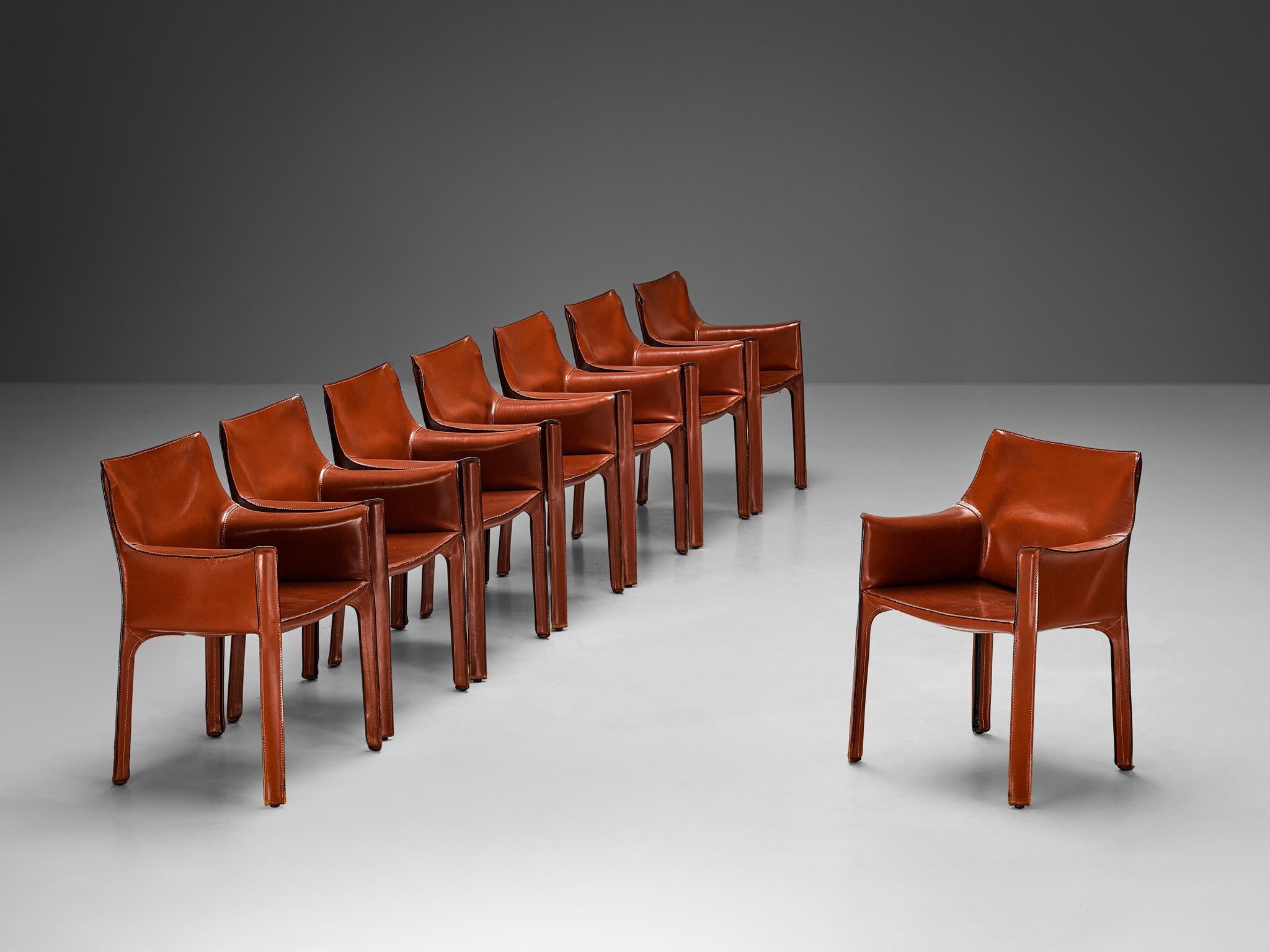 Mario Bellini for Cassina 'CAB 413' Dining Chairs in Leather