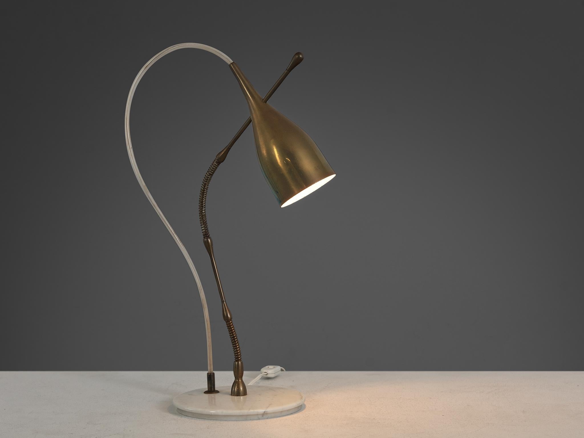 Angelo Lelii for Arredoluce ‘Lucinella’ Table Lamp in Brass and Marble