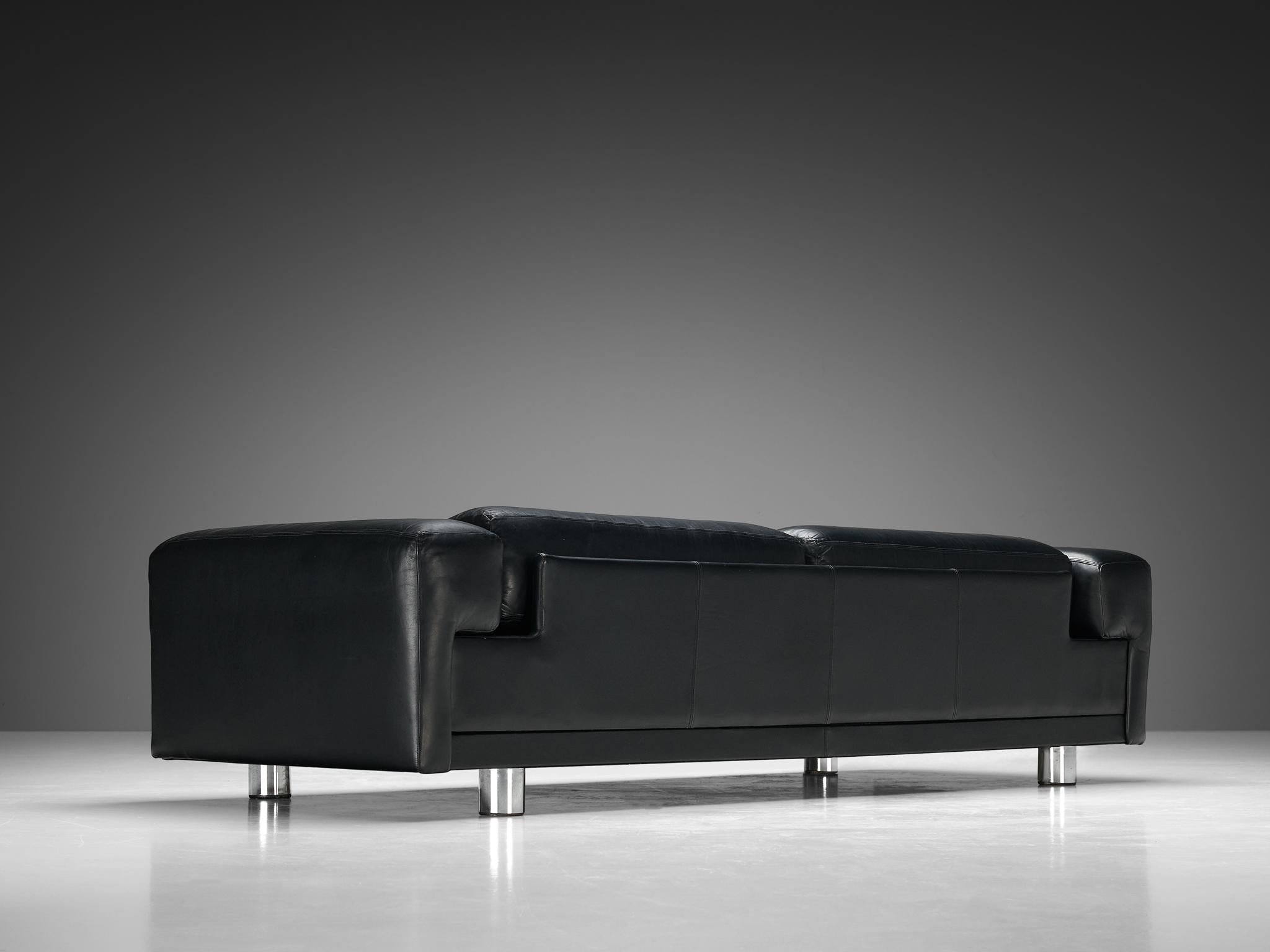 Howard Keith 'Diplomat' Sofa in Black Leather