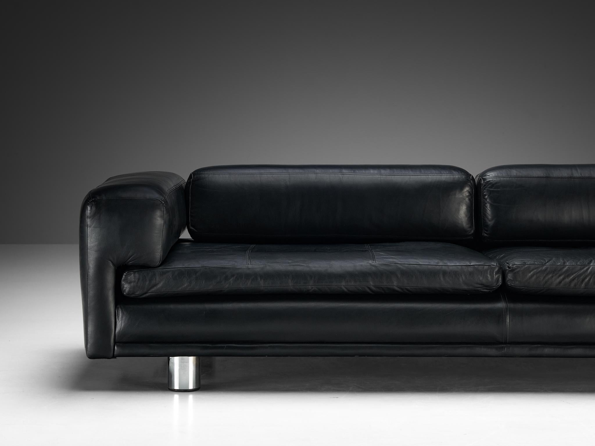 Howard Keith 'Diplomat' Sofa in Black Leather
