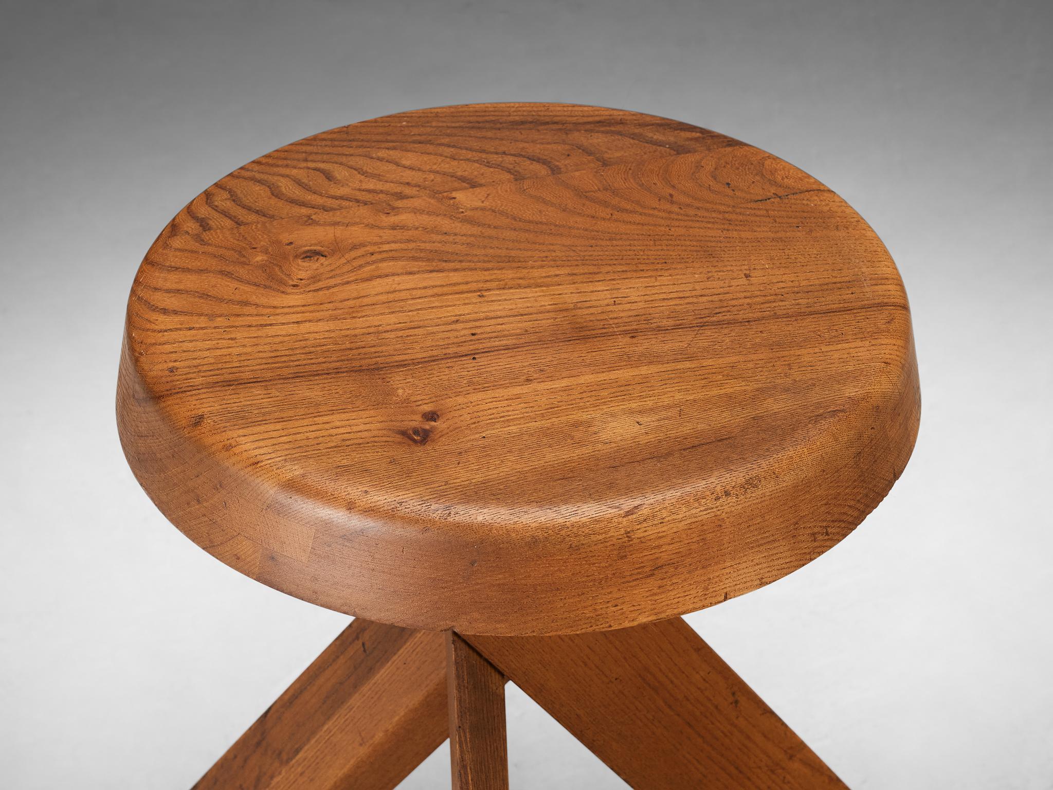 Pierre Chapo Stool 'S13A' in Solid Elm