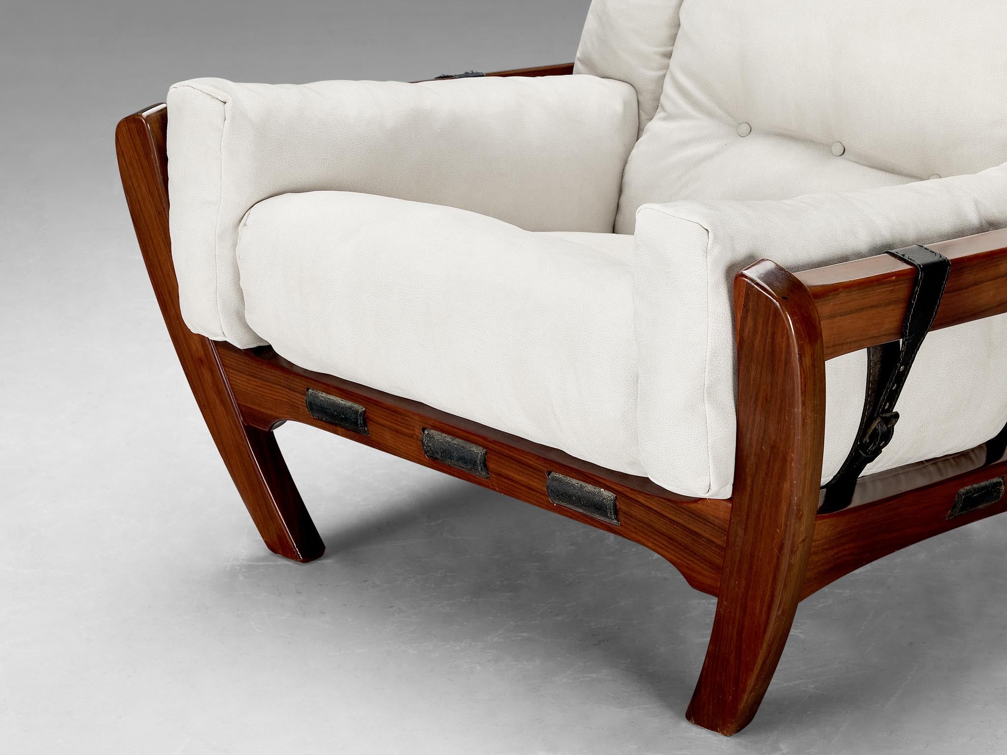 Luciano Frigerio 'Rancero' Lounge Chair with Ottoman in White Upholstery