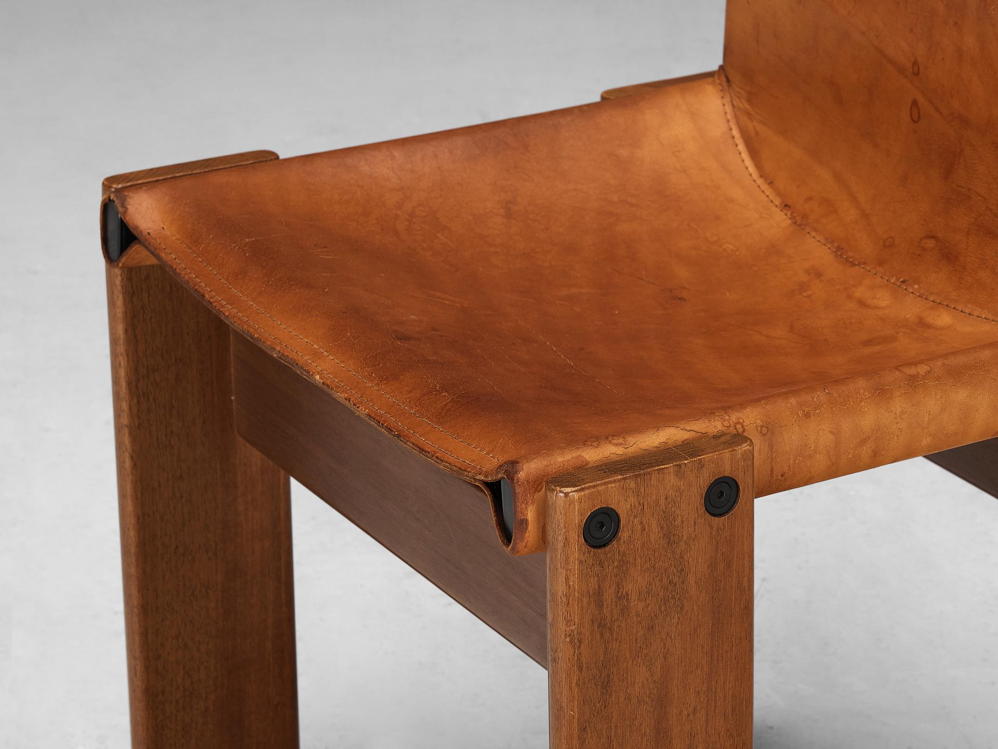Tobia & Afra Scarpa for Molteni Set of Six 'Monk' Chairs in Leather