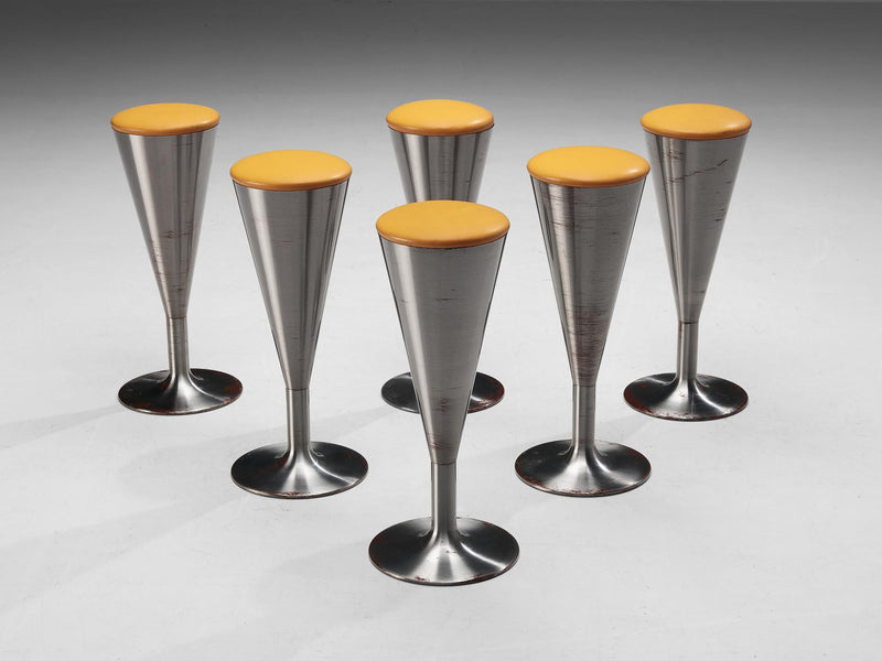 Leo Thafvelin for Johanson Design Set of Six Bar Stools in Camel Leather