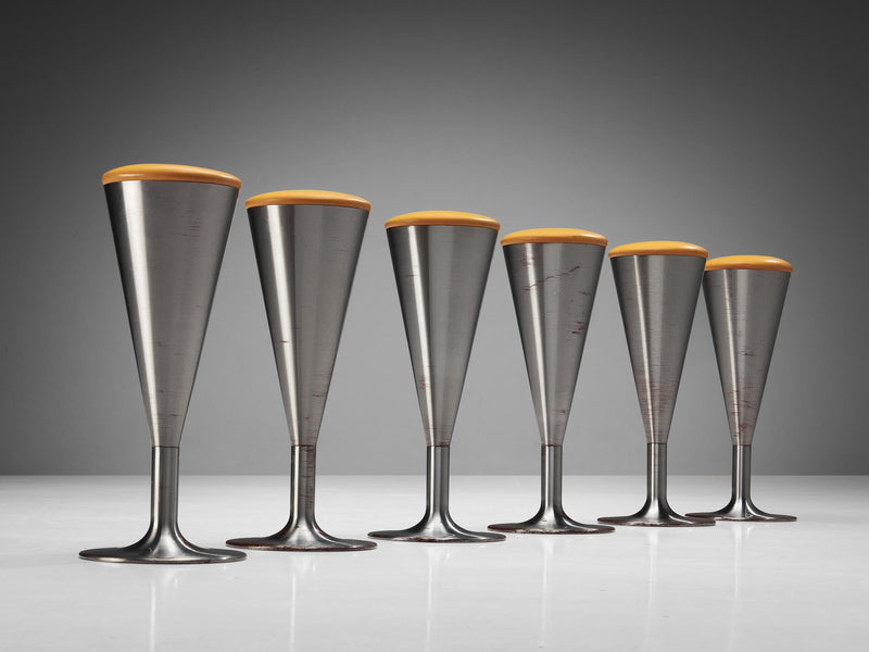Leo Thafvelin for Johanson Design Set of Six Bar Stools in Camel Leather