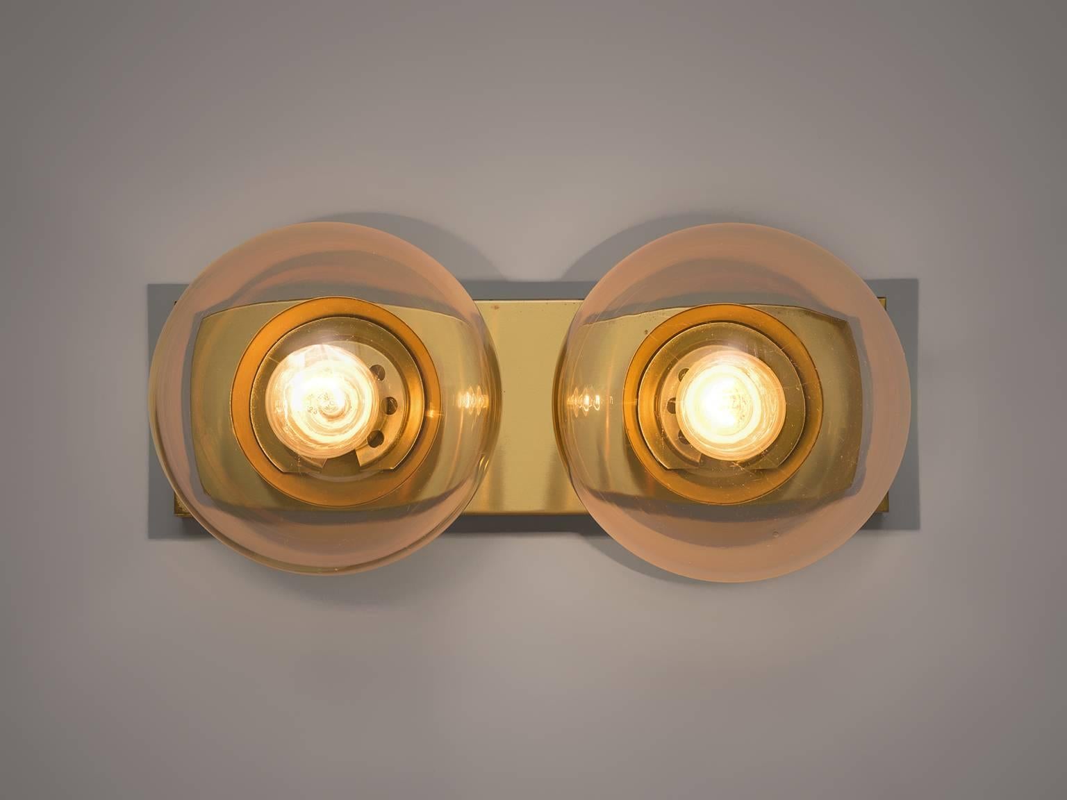 Set of Four Transparent Brass Wall Lights