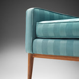 Paul McCobb Pair of Lounge Chairs in Original Turquoise Upholstery and Walnut