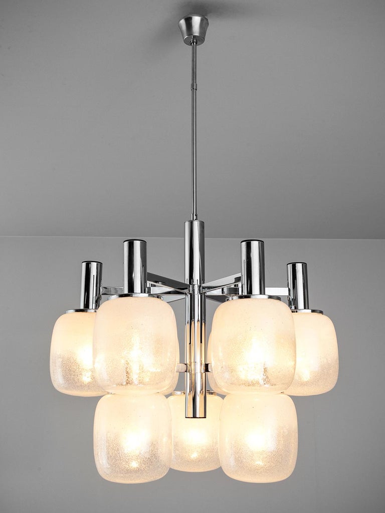 Targetti Sankey Chandelier in Murano Glass and Chrome-Plated Steel