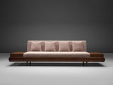 Adrian Pearsall Platform Sofa in Walnut and Pastel Pink Upholstery