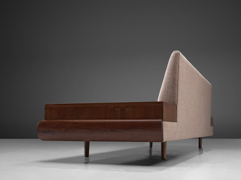 Adrian Pearsall Platform Sofa in Walnut and Pastel Pink Upholstery
