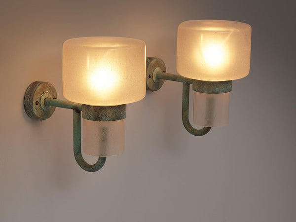 Listing for A: Two Hans-Agne Jakobsson Wall Lights in Copper and Opaline Glass